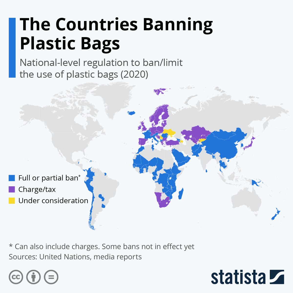 Interwaste - image of world map showing countries that have placed bans on plastic bags